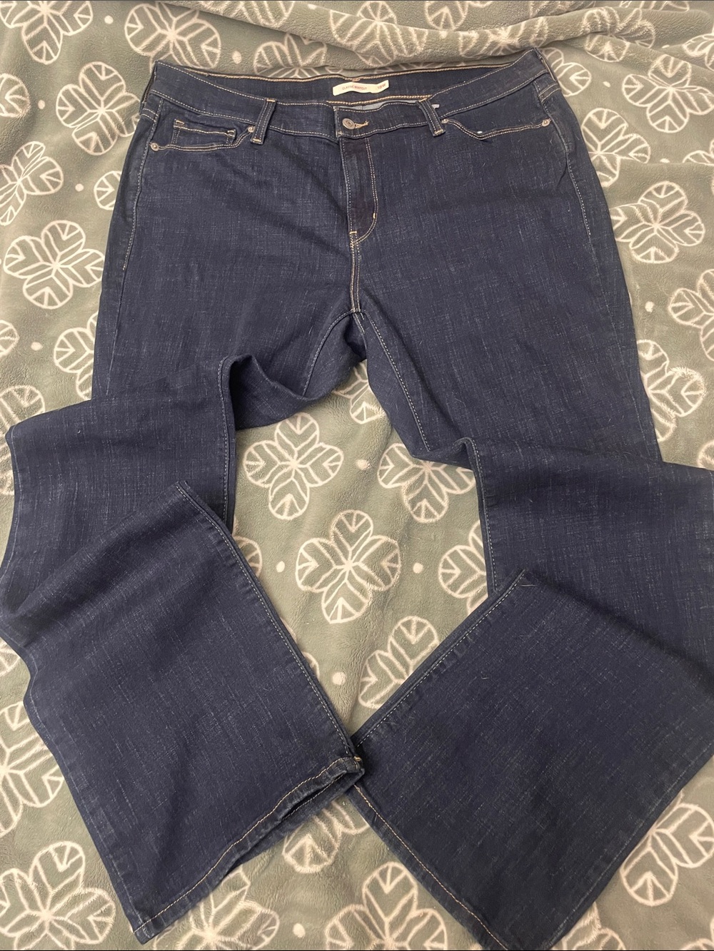 Levi's Women's Super Stretchy Dark Blue Classic Bootcut Jeans 18 Long